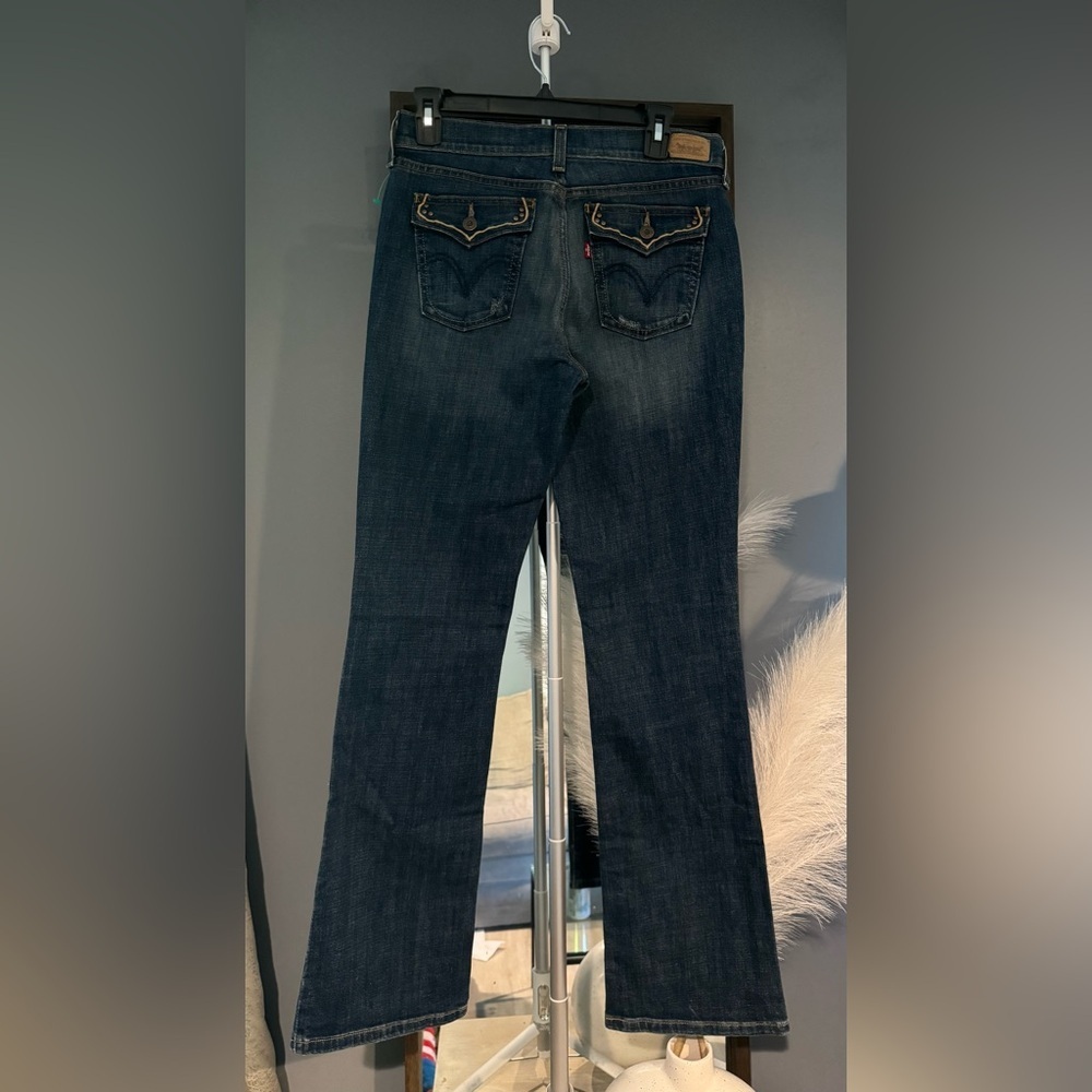 Levi's Blue Straight Leg Jeans with Subtle Whiskering